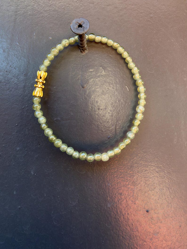 Natural Burmese Jade Beaded Stretch Bracelet, 3mm Dainty Green Multicolor Jewelry