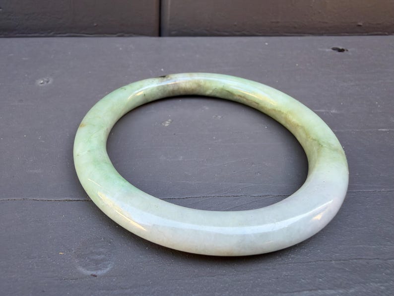 Natural Burmese Light Green Jade Bangle, 58 mm, Gift for her