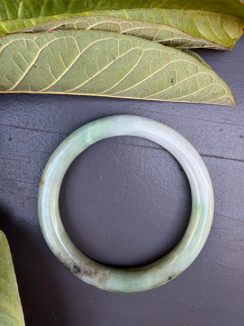Natural Burmese Light Green Jade Bangle, 58 mm, Gift for her