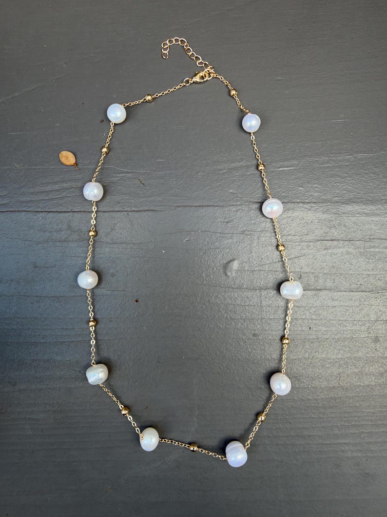 Cultured  Pearl Necklace & Bracelet Set, Gold Tone Chain, Elegant Gift