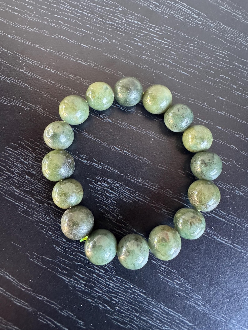 Natural Burmese Jade Beaded Bracelet, Unisex Gemstone Jewelry, Handcrafted Stretch Band