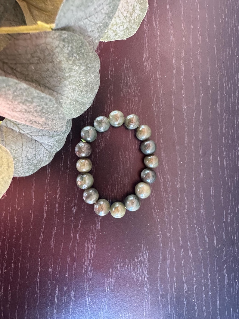 Natural Burmese Jade Beaded Bracelet, Unisex Gemstone Jewelry, Handcrafted Stretch Band